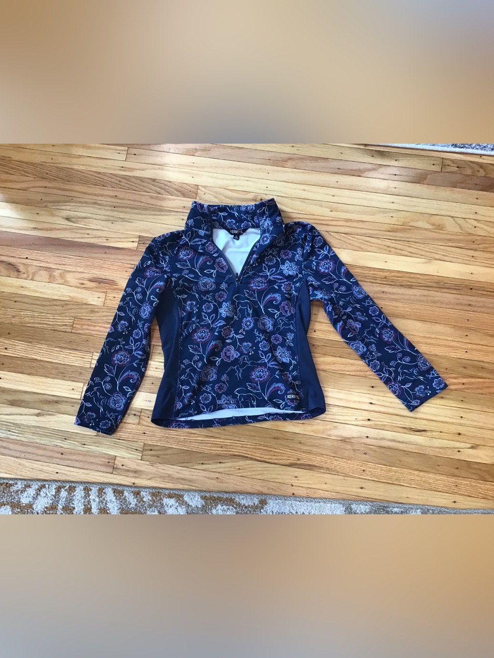 Kerrits winter Floral Print Long Sleeve Quarter Zip kids size S